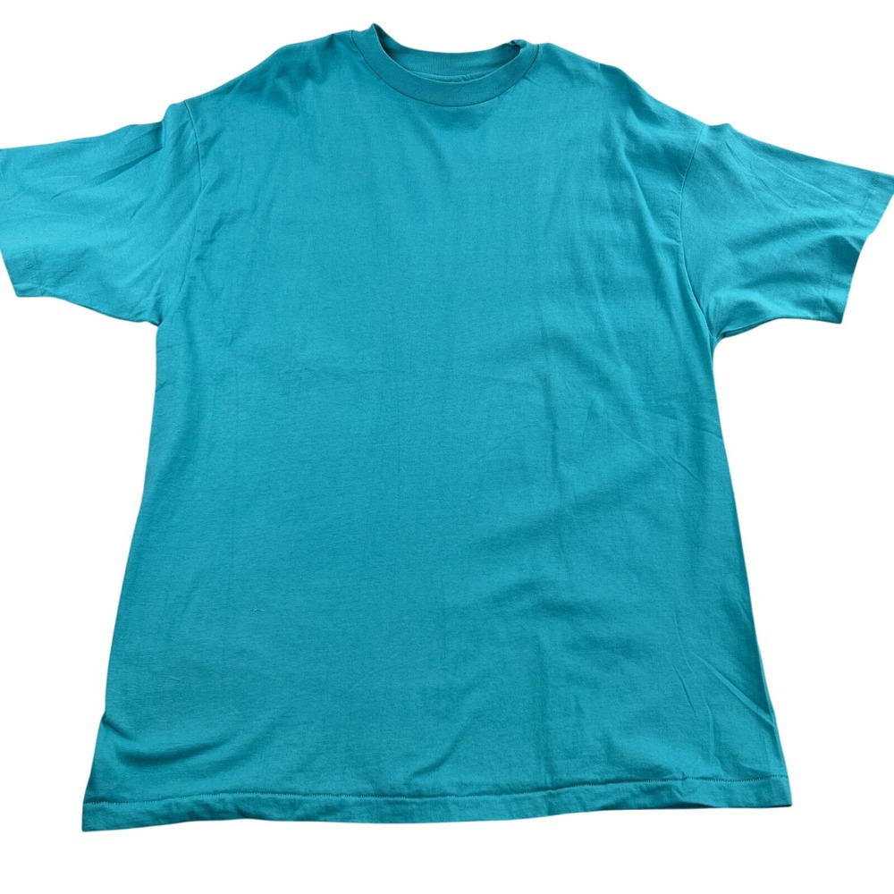 Vintage Hanes Beefy T Blank T Shirt XL Teal Men Single Stitch USA Made 90s Tee